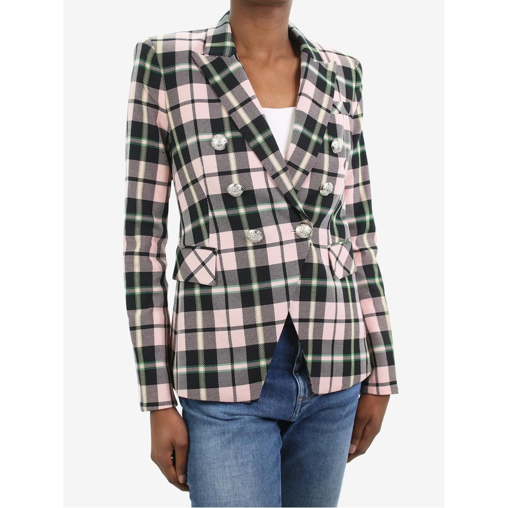 $695 Veronica Beard Miller Plaid Checker Wool Linen Dickey Jacket Blazer Size 2